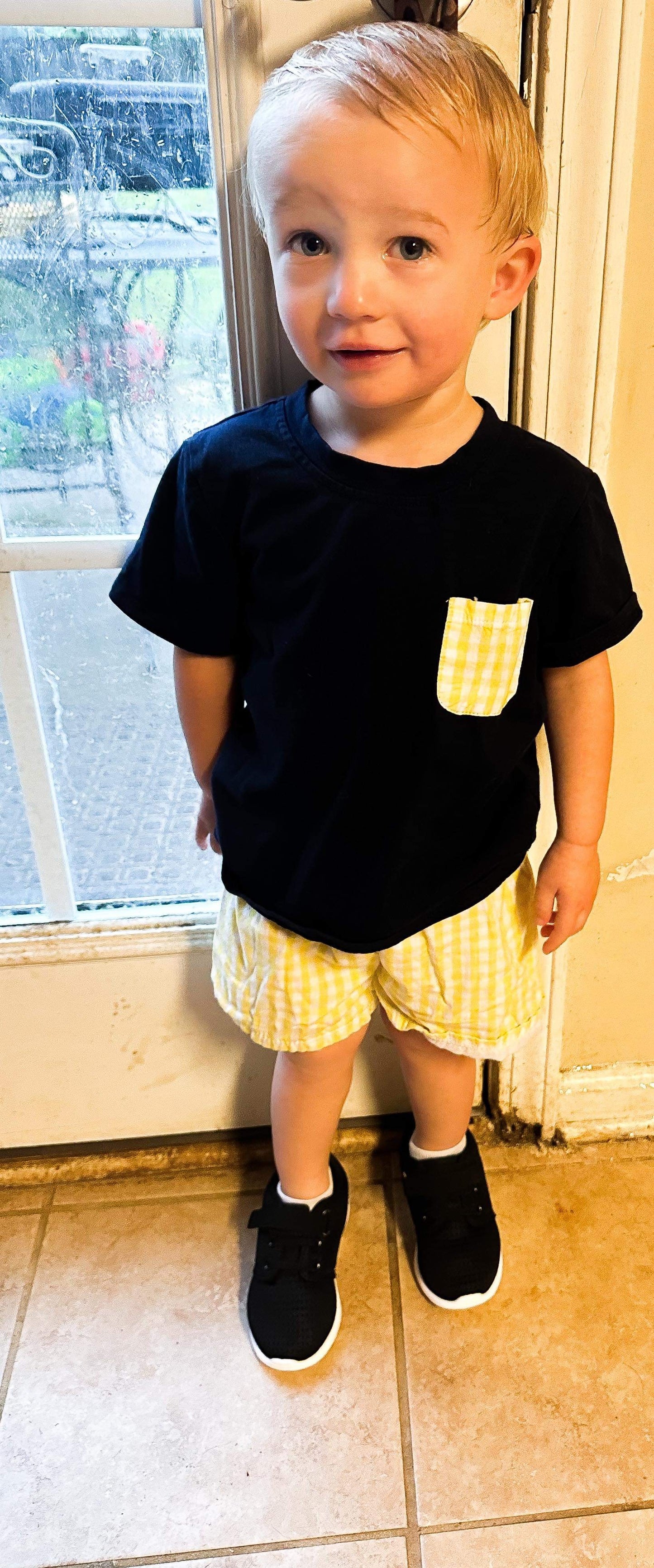 Navy & Yellow Gingham Boys Set (RTS)