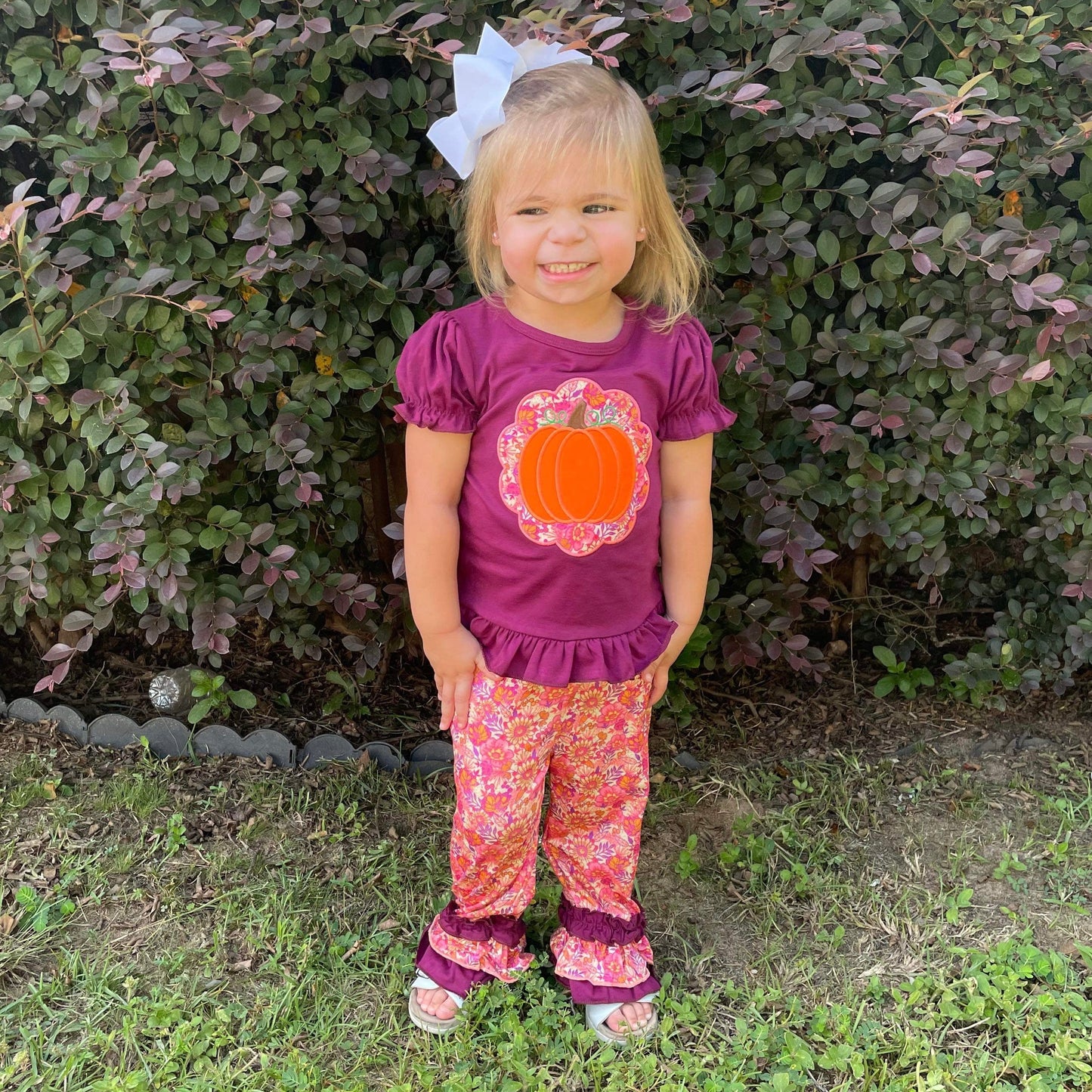 Burgundy Floral Pumpkin (RTS)