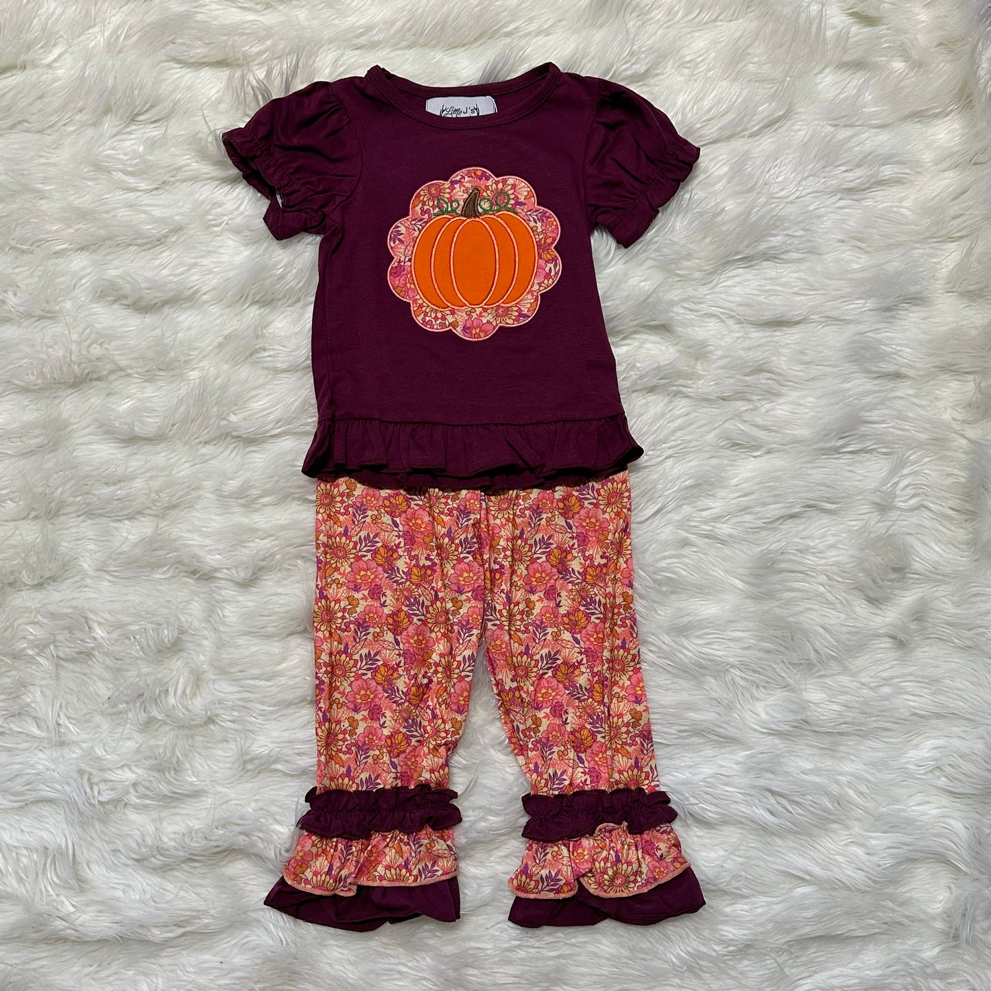 Burgundy Floral Pumpkin (RTS)