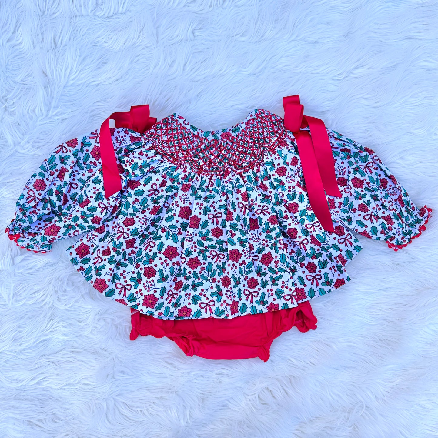 Holly and Bows Bloomer Set (RTS)