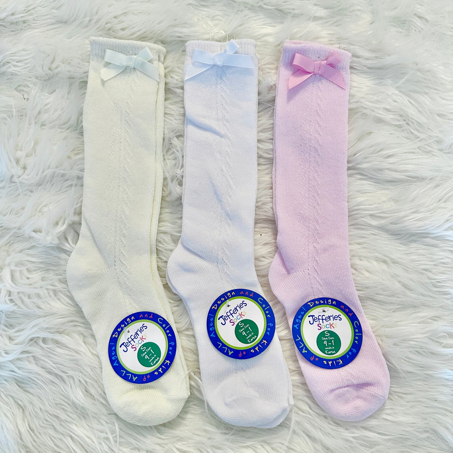 Pointelle Bow Knee High Socks (RTS)