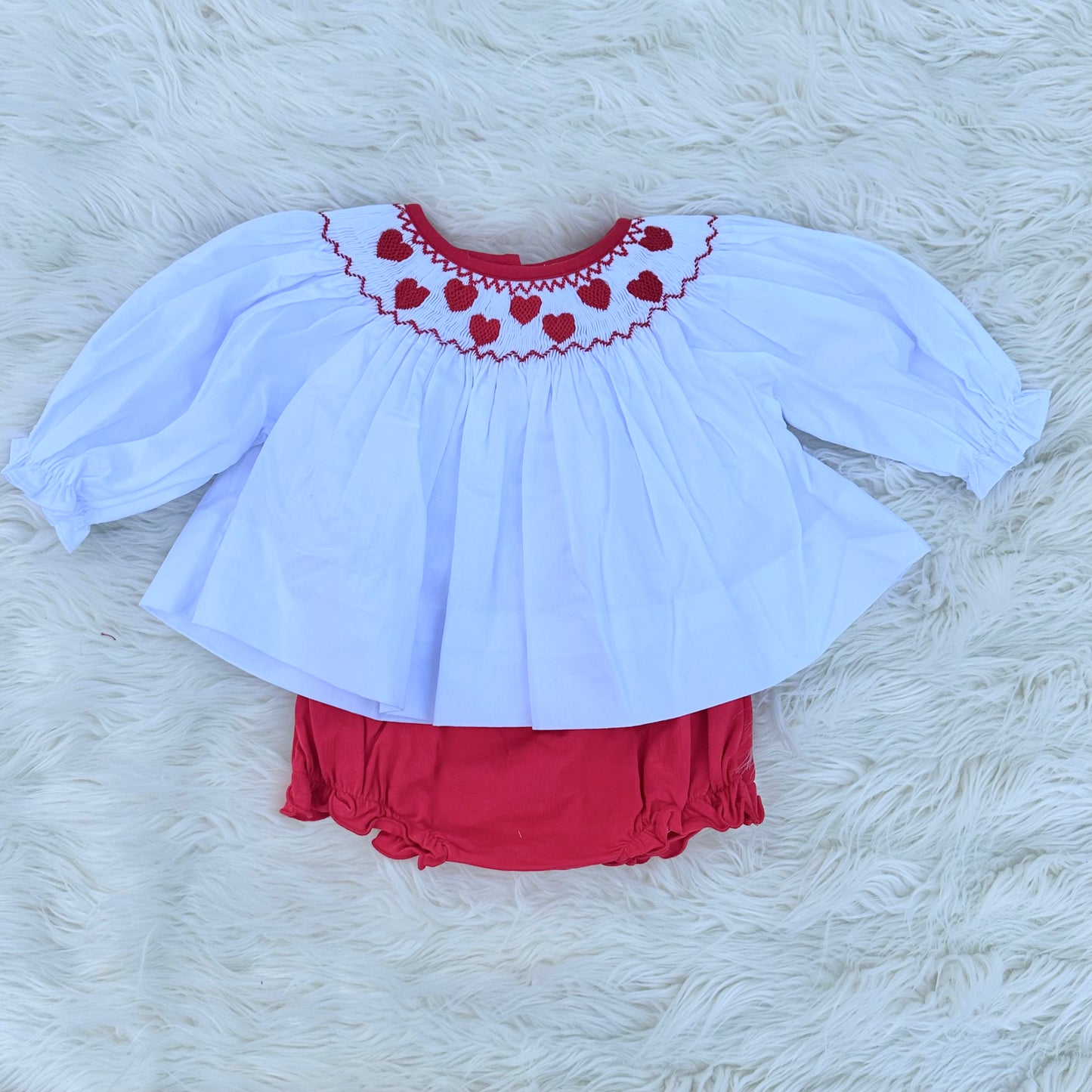 Smocked Hearts Bloomer Set (RTS)