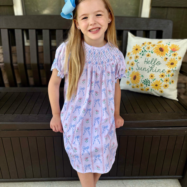 S&H Blue Bow Sleeve Smock (RTS)