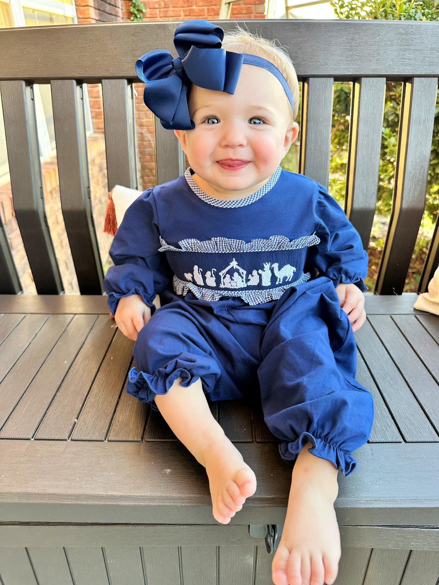 Away In A Manger Smock Collection Girl Romper (RTS)