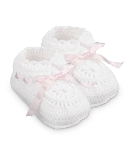 Hand Crocheted Ribbon Booties Newborn (RTS)