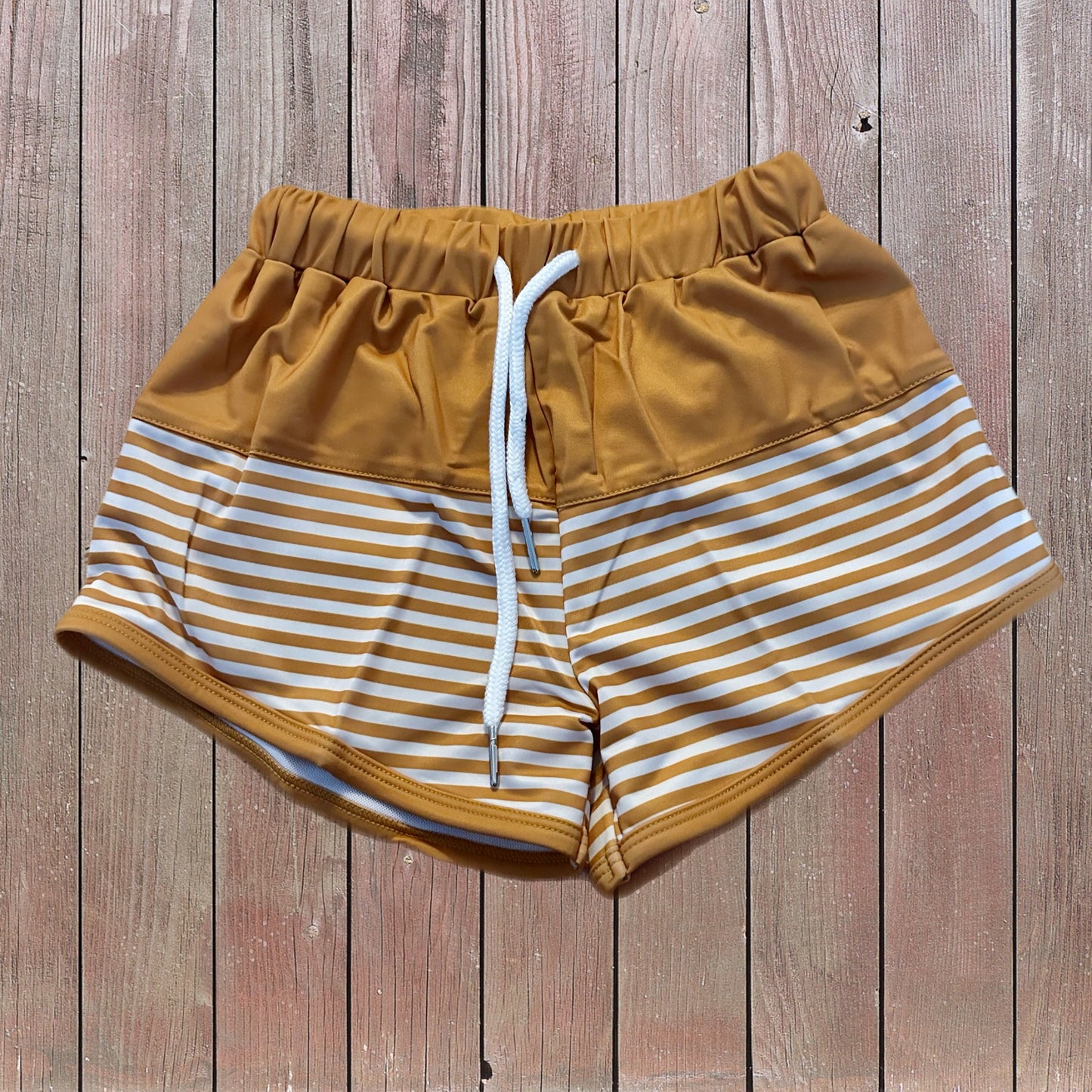 Gold and White Stripes Swim Trunks 5/6 (RTS)