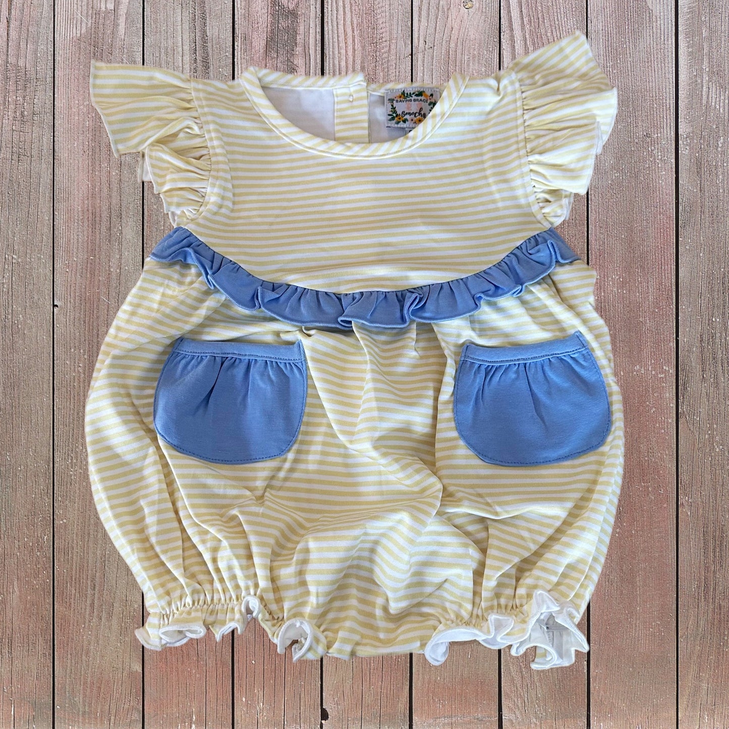Saylah’s Yellow Stripes and Blue Pockets Bubble (RTS)