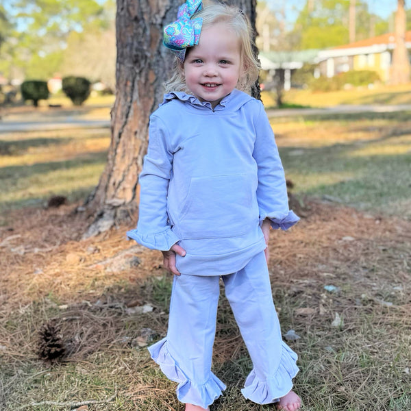 Ruffle Hooded Jogger Sets- Lavender (RTS)