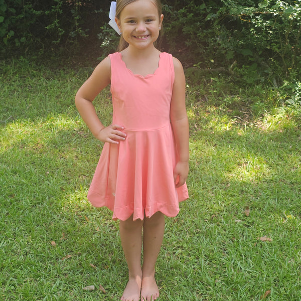 Scalloped Athletic Dresses W/Logo - Pink (RTS)