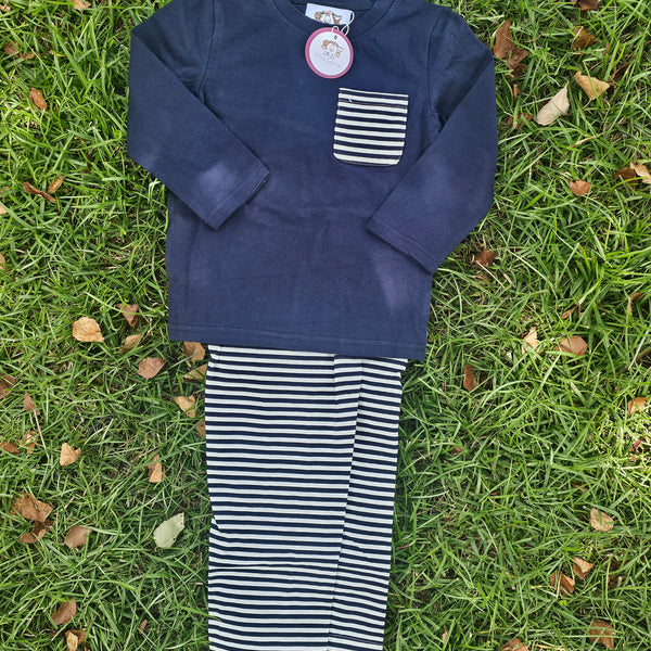 Navy Stripe Pants Set - Boy (RTS)
