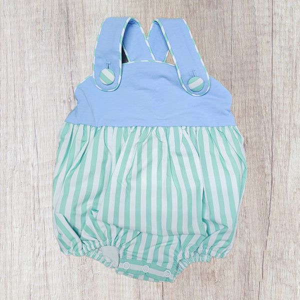 Mint Stripe Boys Bubble (RTS)