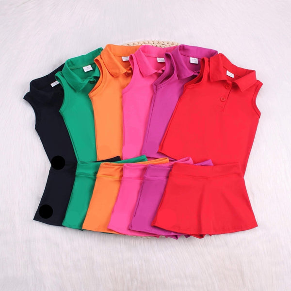 Collared Athletic Skort Set W/Logo - Hot Pink (RTS)