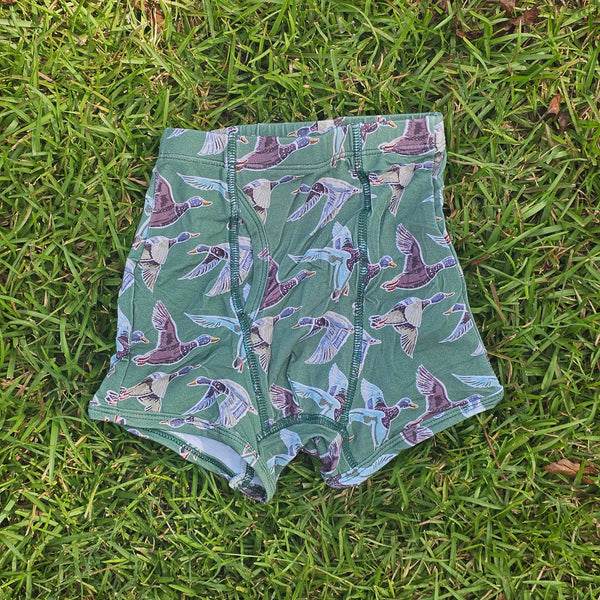 Boy Bamboo Boxer Brief - Green Ducks (RTS)