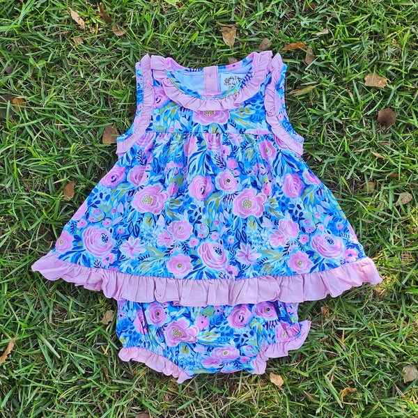 Blakely's Blue Floral & Gingham - Bloomer (RTS)