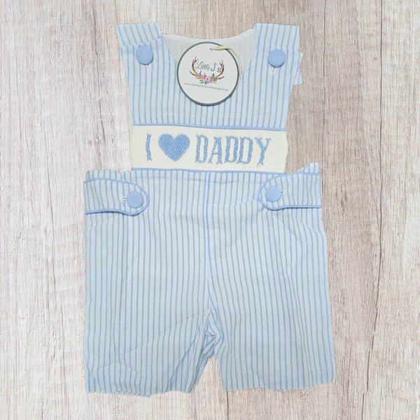 I Love Daddy Smock - Boy Romper (RTS)