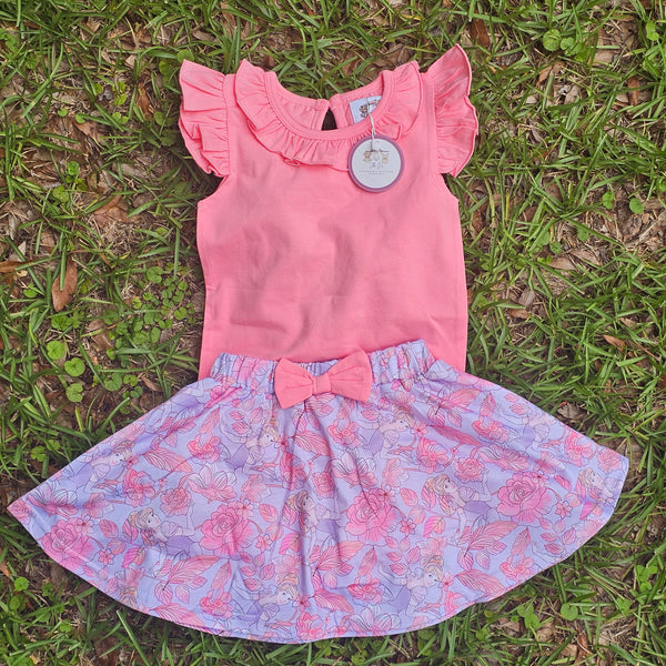 Watercolor Princess Skort Set - Pink (RTS)