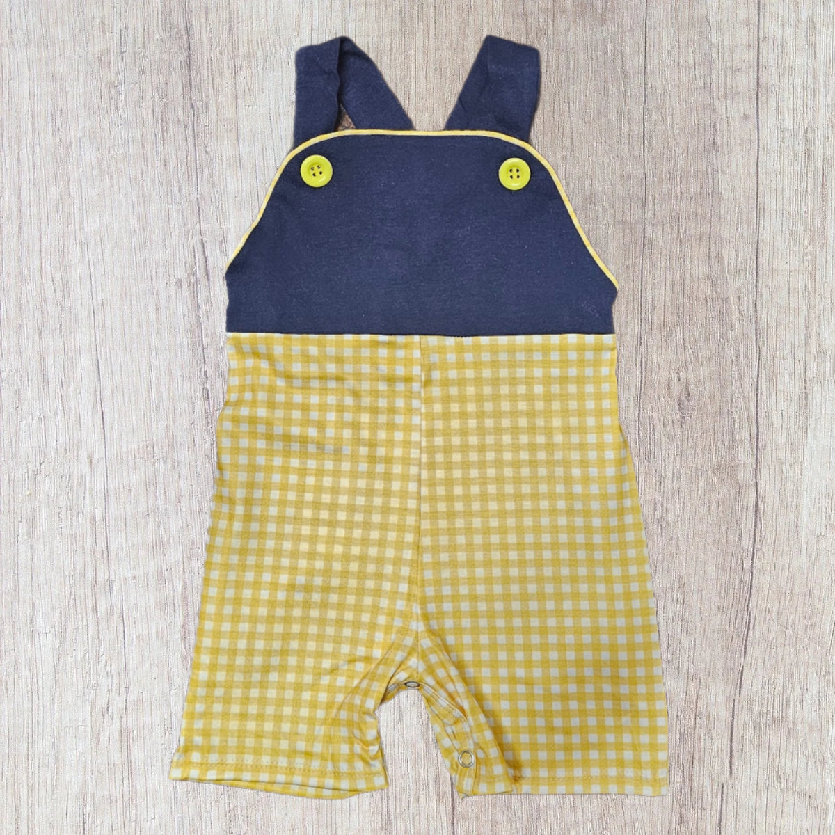 Navy & Mustard Gingham - Boy Romper (RTS)