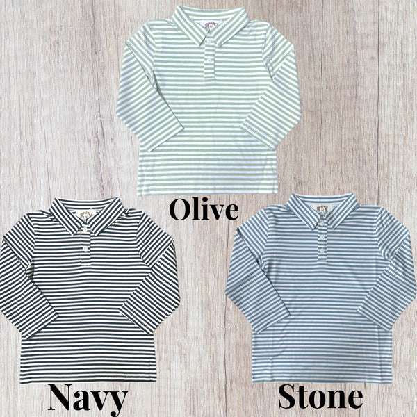 Striped Long Sleeve Polo (RTS)