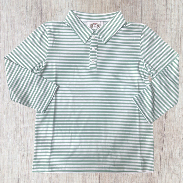 Sage Long Sleeve Stripes Polo (RTS)