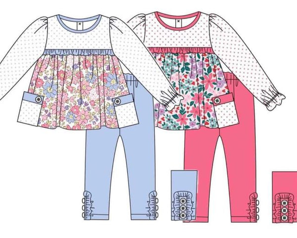 PO141: Polka dot & Floral Leggings Set (ETA FEB)