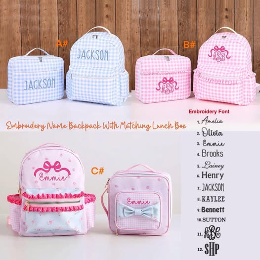 PO10: Embroidered Name Backpack and Lunchbox (ETA MAY)