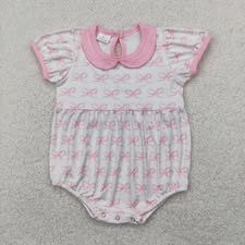PO16 QS: COQUETTE BOWS PINK BABY GIRLS ROMPER (ETA 3 WEEKS)