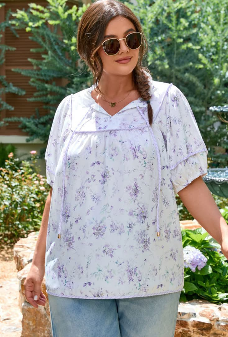 PO35: Lavender Split Neck Blouse (ETA September)