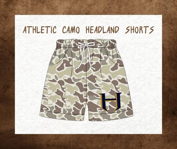 PO35: Headland Athletic Camo Shorts  (ETA OCTOBER)