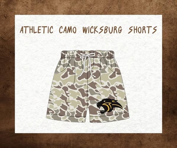 PO35: Wicksburg Athletic Camo Shorts (ETA OCTOBER)