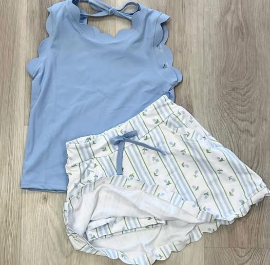 PO07 2026: Blue Scalloped Skort Set (ETA MAY)