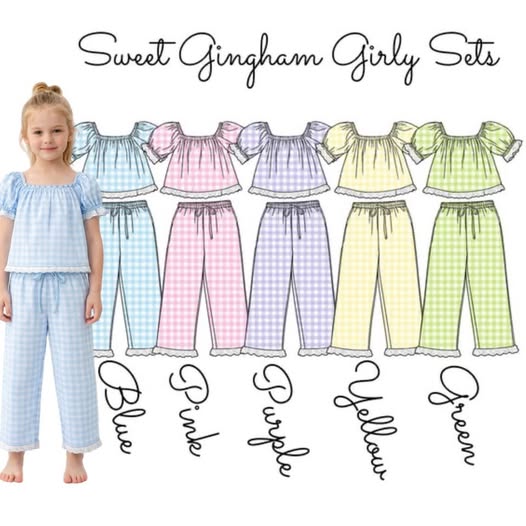 Sweet Gingham Girly Sets (RTS)