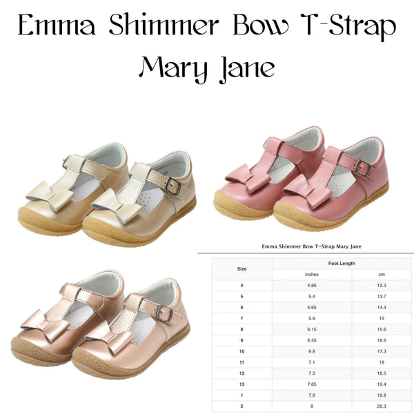 Emma Shimmer Bow T-Strap Mary Jane by L'Amour