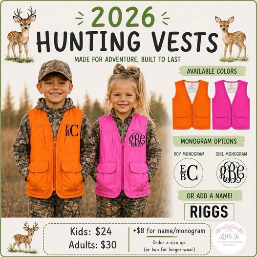 PO21 2026: 2026 HUNTING VESTS (ETA Late September)