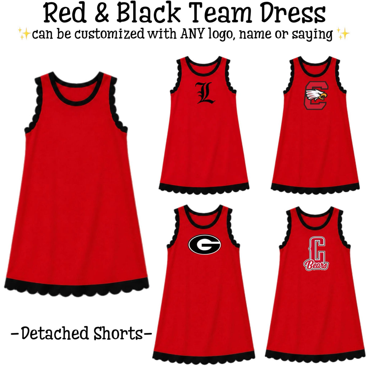 PO24 2026: Scalloped Athletic Dresses - Red & Black (ETA Sept)