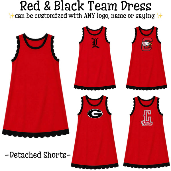 PO24 2026: Scalloped Athletic Dresses - Red & Black (ETA Sept)