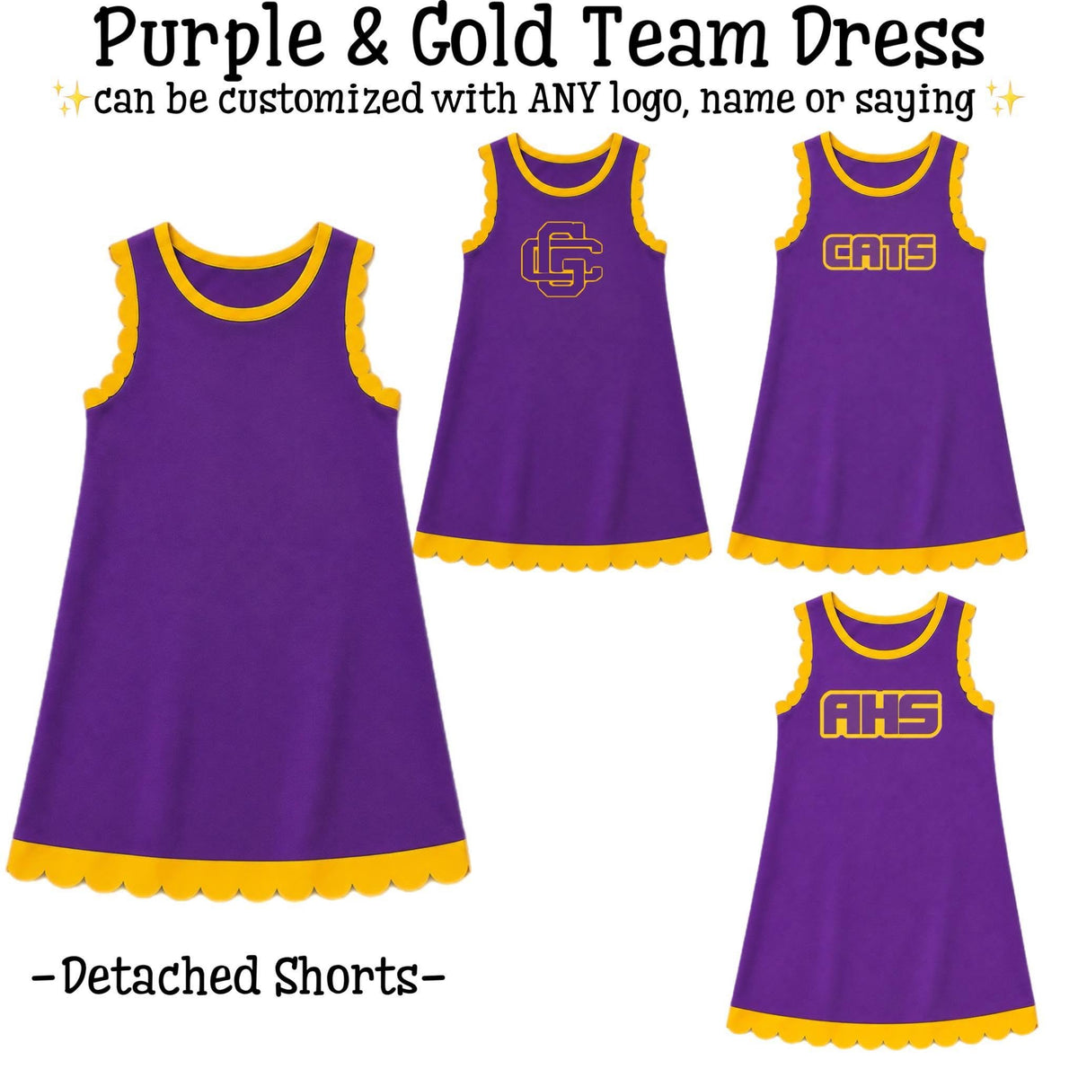 PO24 2026: Scalloped Athletic Dresses - Purple & Gold (ETA Sept)