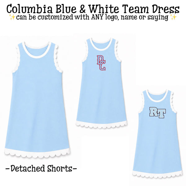 PO24 2026: Scalloped Athletic Dresses - Columbia Blue & White (ETA Sept)