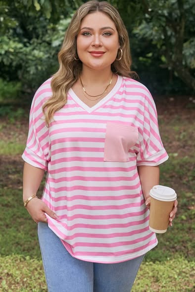 STEAL OF A DEAL FLASH SALE: Pink Stripe Pocket Tee (ETA AUGUST)