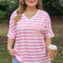 STEAL OF A DEAL FLASH SALE: Pink Stripe Pocket Tee (ETA AUGUST)