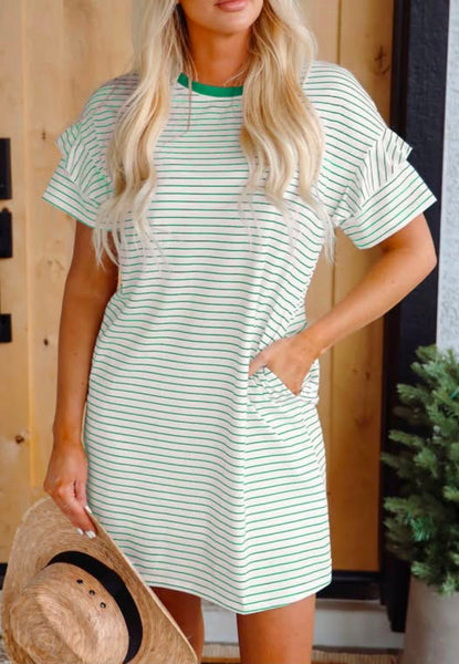 STEAL OF A DEAL FLASH SALE: Green Stripe Tshirt Dress (ETA AUGUST)