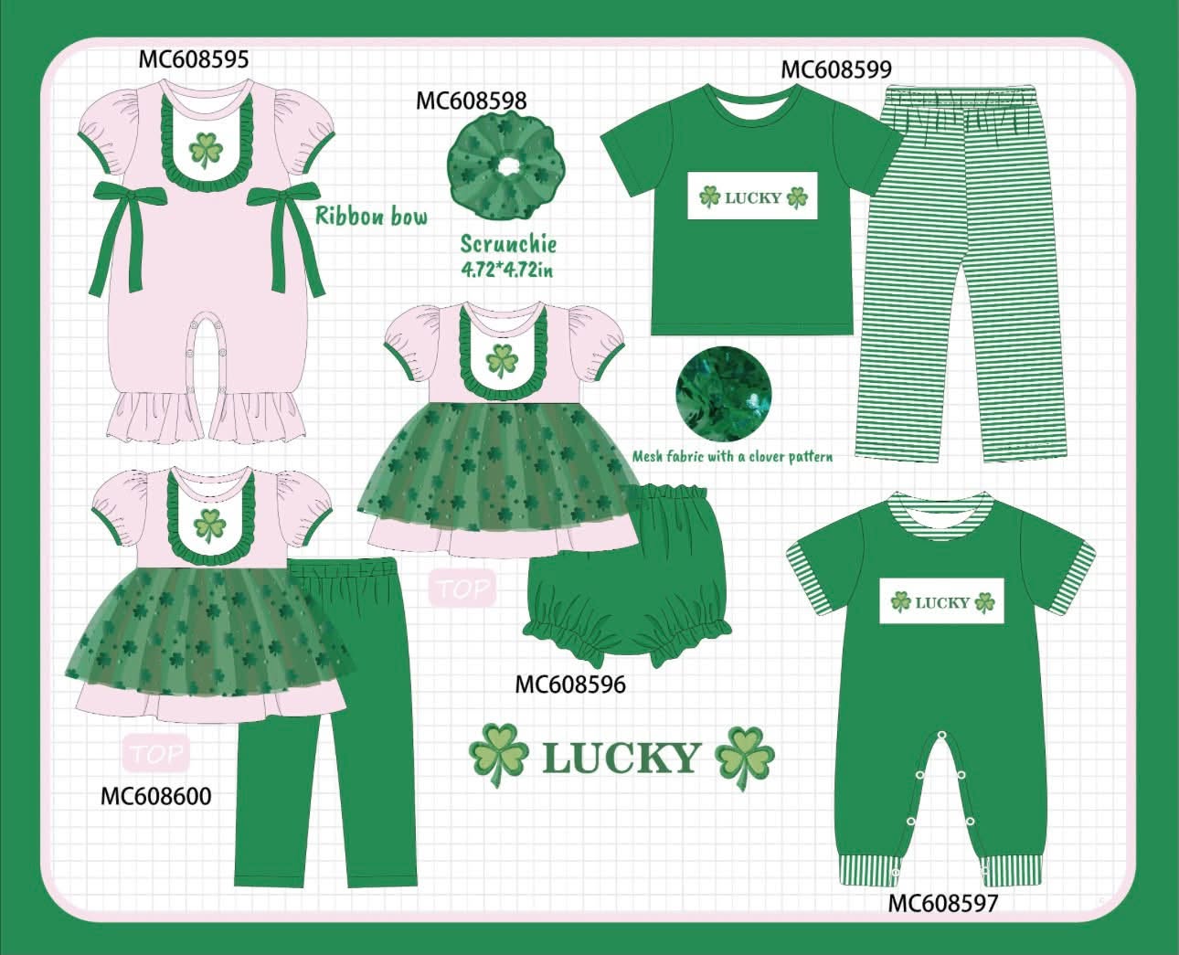 PO32 2026: Green & Pink Embroidered Clover Collection (ETA Feb)