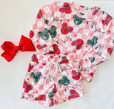 Waffle Knit Set Pink Checkered Festive (RTS)