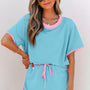 Turquoise Colorblock Edge Skort Set (RTS)