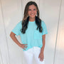 Turquoise Corded Knit Pocket Loose Fit T For Mom (RTS)