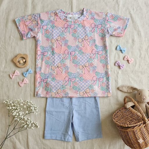 Patchwork Bows Biker Set (RTS)