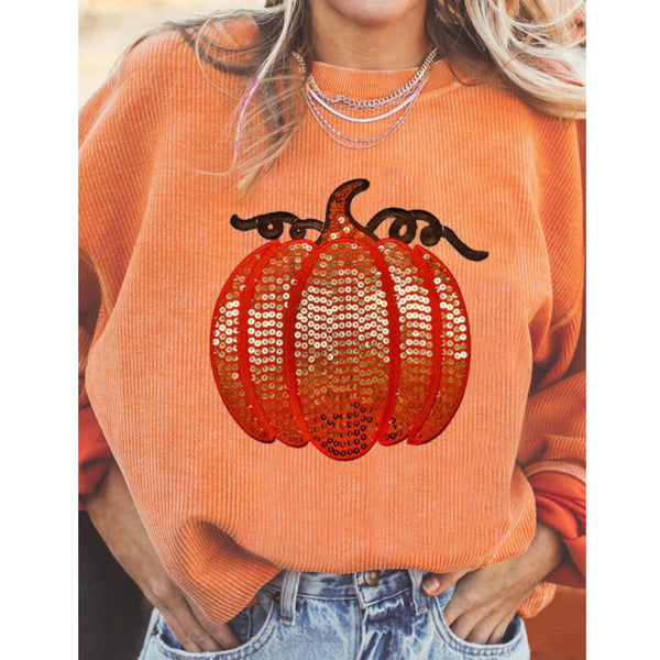 Sequin Pumpkin Sweater For Mom (RTS)