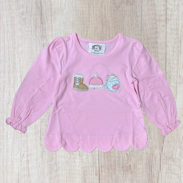 Girls Winter Tees - Boot/Hat/Hot Chocolate (RTS)