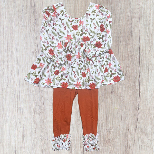 Shaela’s Floral Legging Set - Burnt Orange (RTS)