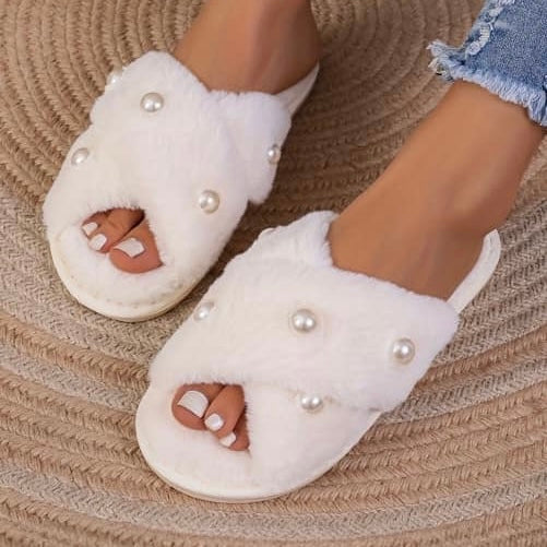 Pearl Criss Cross Slippers (RTS)