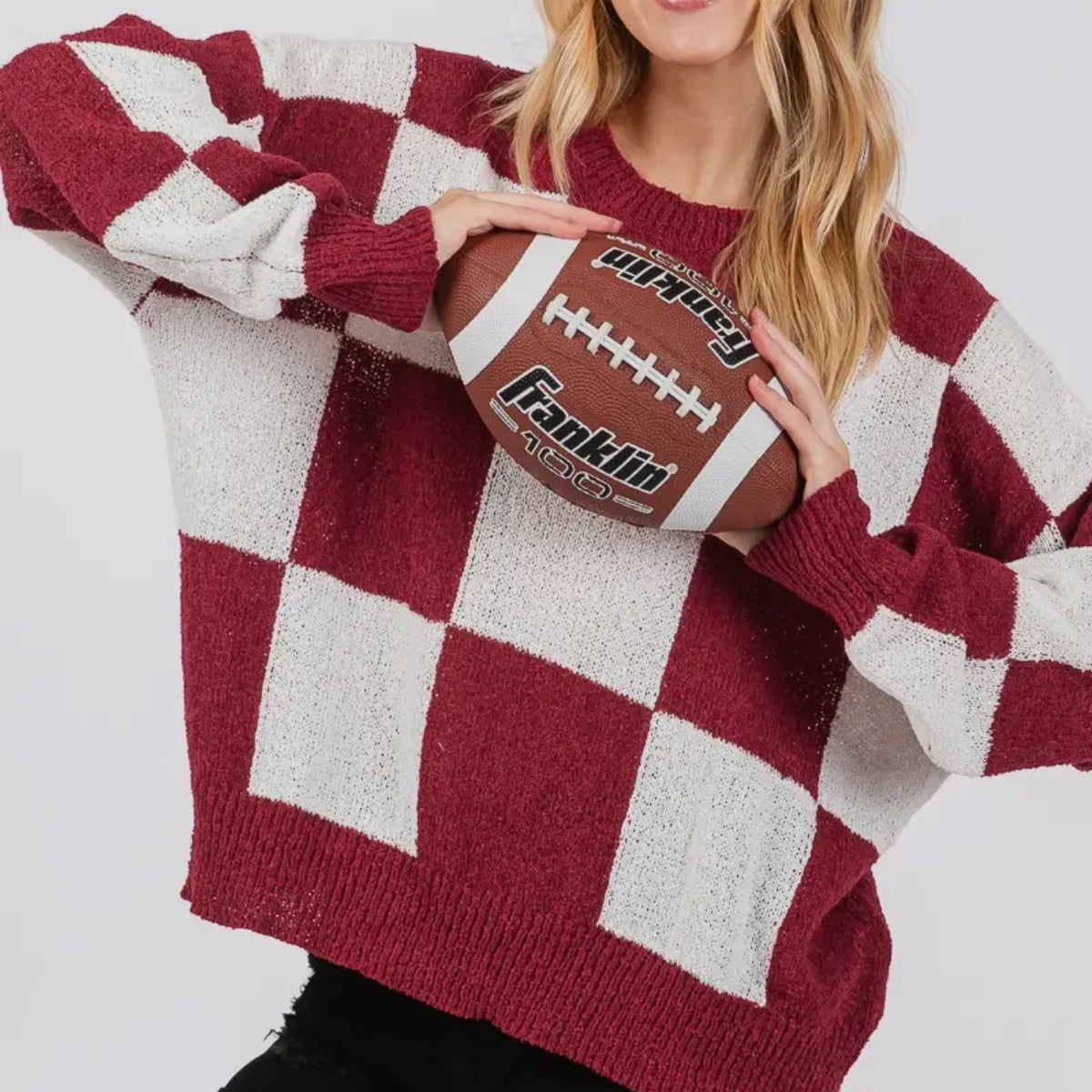 Crimson & White Checkered Long Sleeve (RTS)